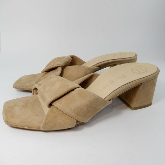 Paul Green SUPER SOFT Yasmin Slide Sandals US 9 Block Heel Beige Suede NEW $378 - Picture 7 of 13